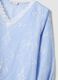 Blue cotton-blend top with embroidery and V-neck_1