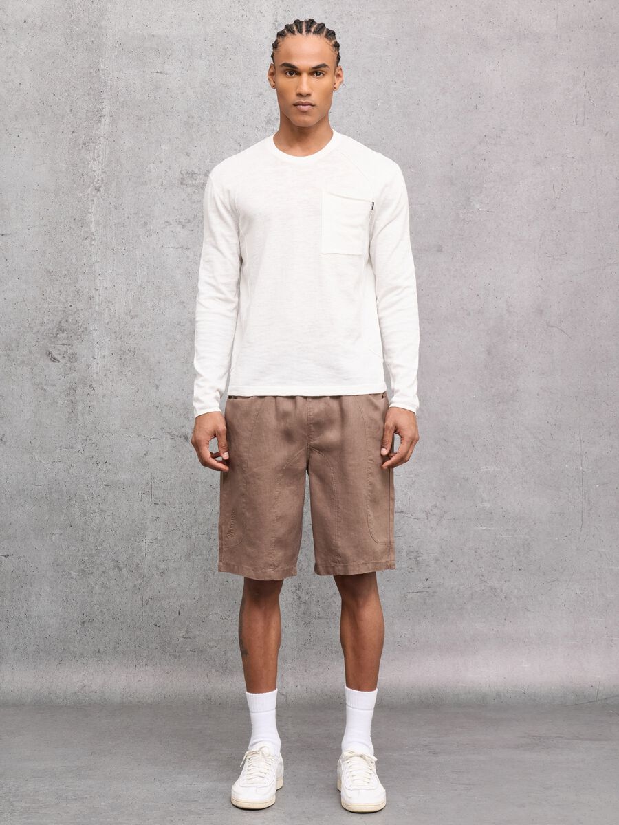 100% Linen Shorts Mocha_1