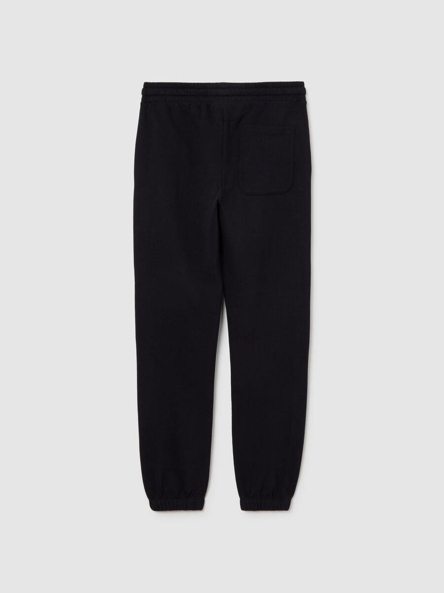 Pantaloni jogger da ragazzo in puro cotone nero regular fit_4