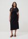 Black midi dress in stretch cotton with side knot_1