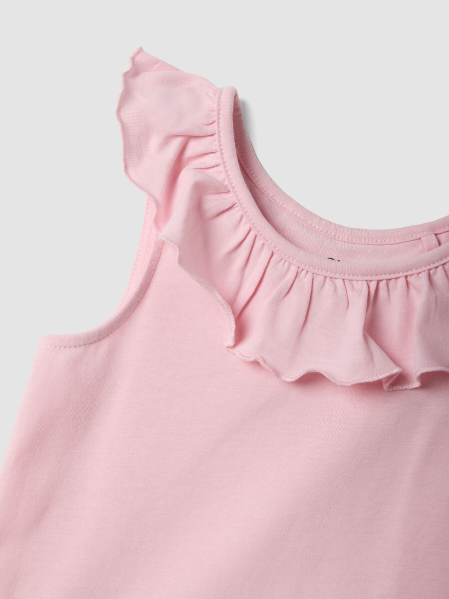 Tank top rosa in puro cotone da bambina regular fit con volant_2