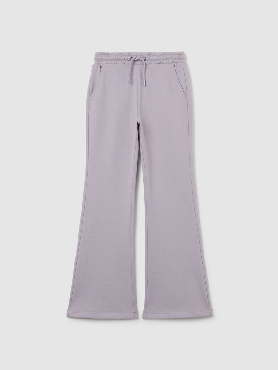 Girl's purple flare trousers in pure cotton with regular waist_0