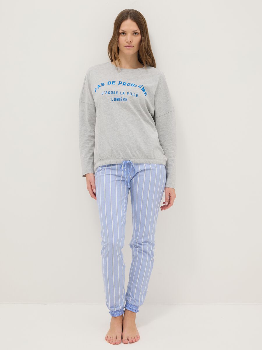 Multicolour striped pyjama trousers in pure cotton regular fit_0