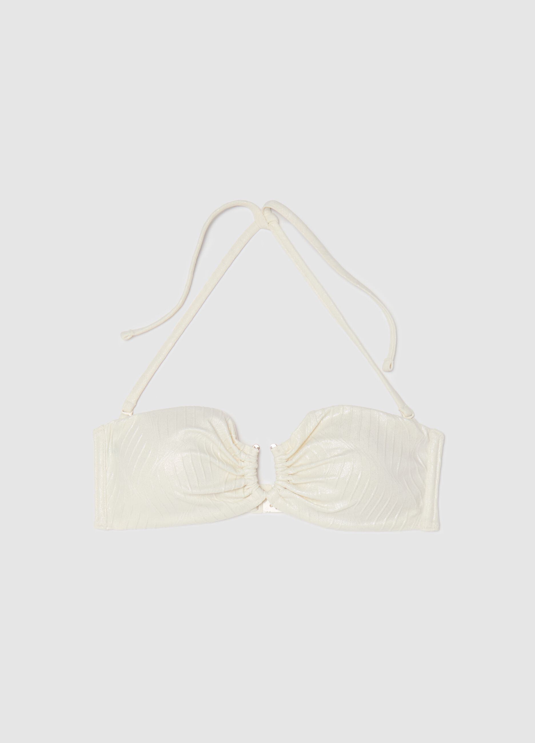 Women’s bikini top in white stretch fabric