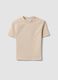 Beige fitted stretch-cotton T-shirt with high neck_4