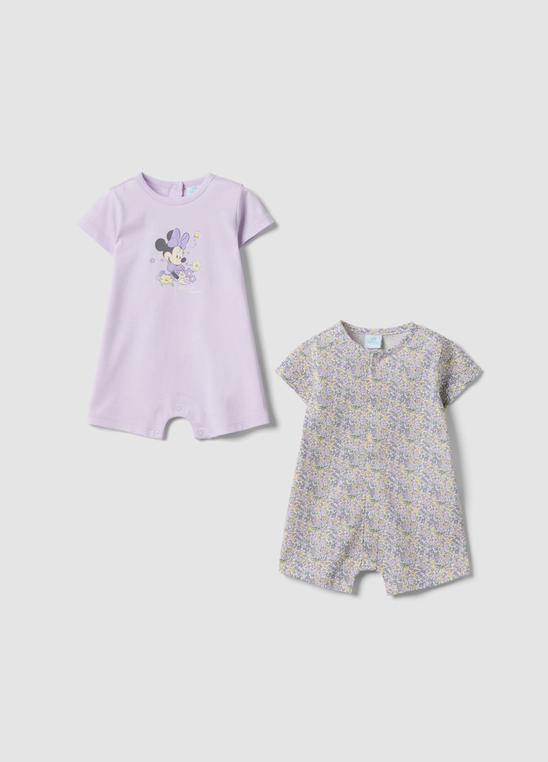 2-pack multicolour 100% cotton baby girl rompers with Minnie