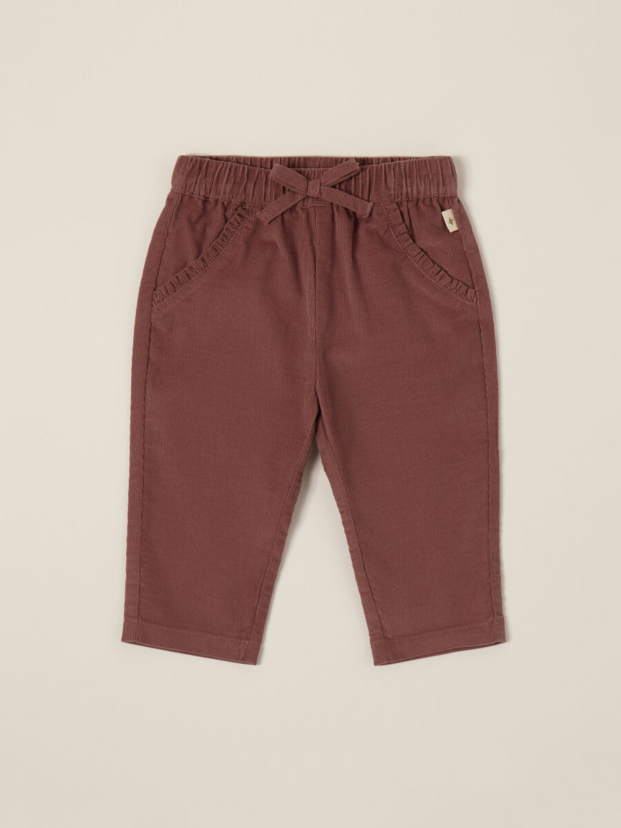 Pantaloni rosa in velluto a coste per bambina_0