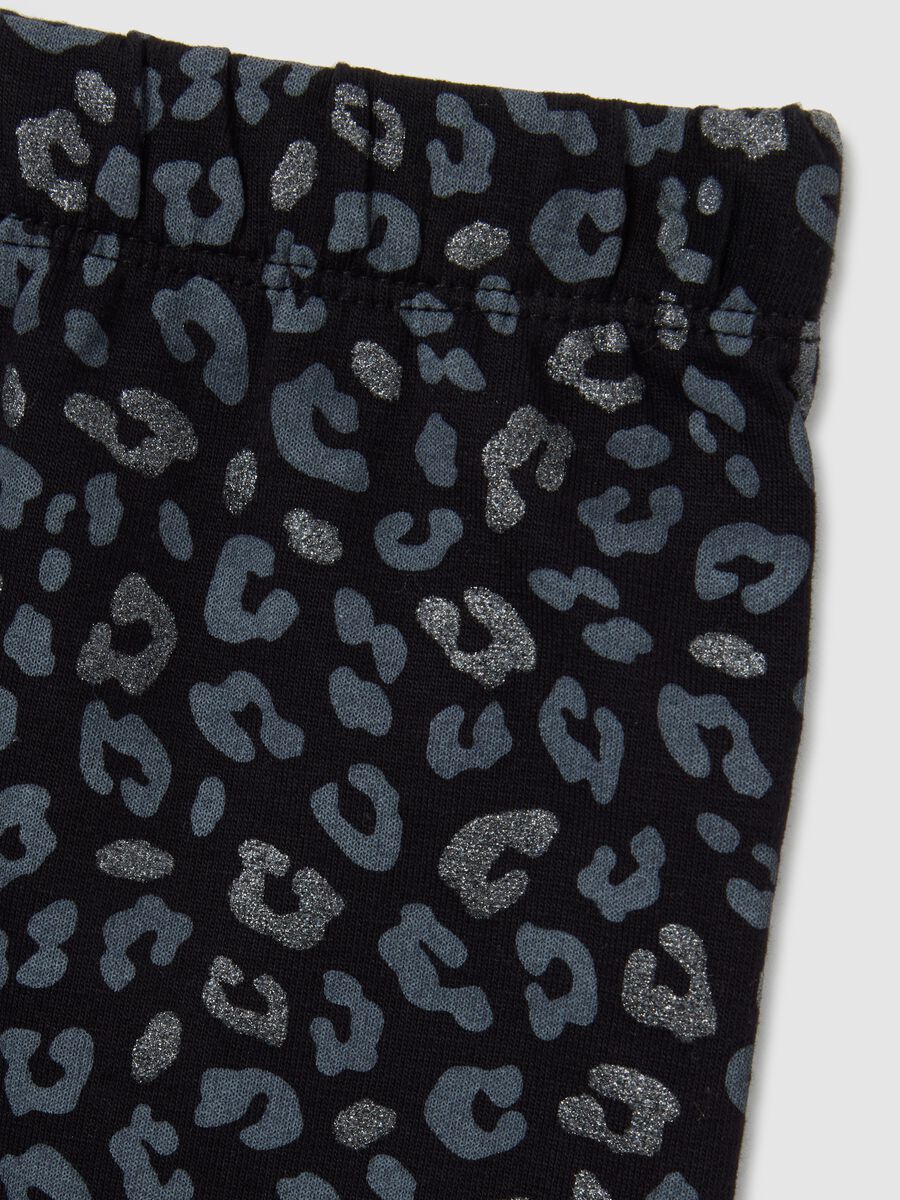 Girls' Black Animal Print Skinny Cotton Leggings_2