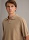 Beige short-sleeve pure cotton polo shirt, regular fit_3