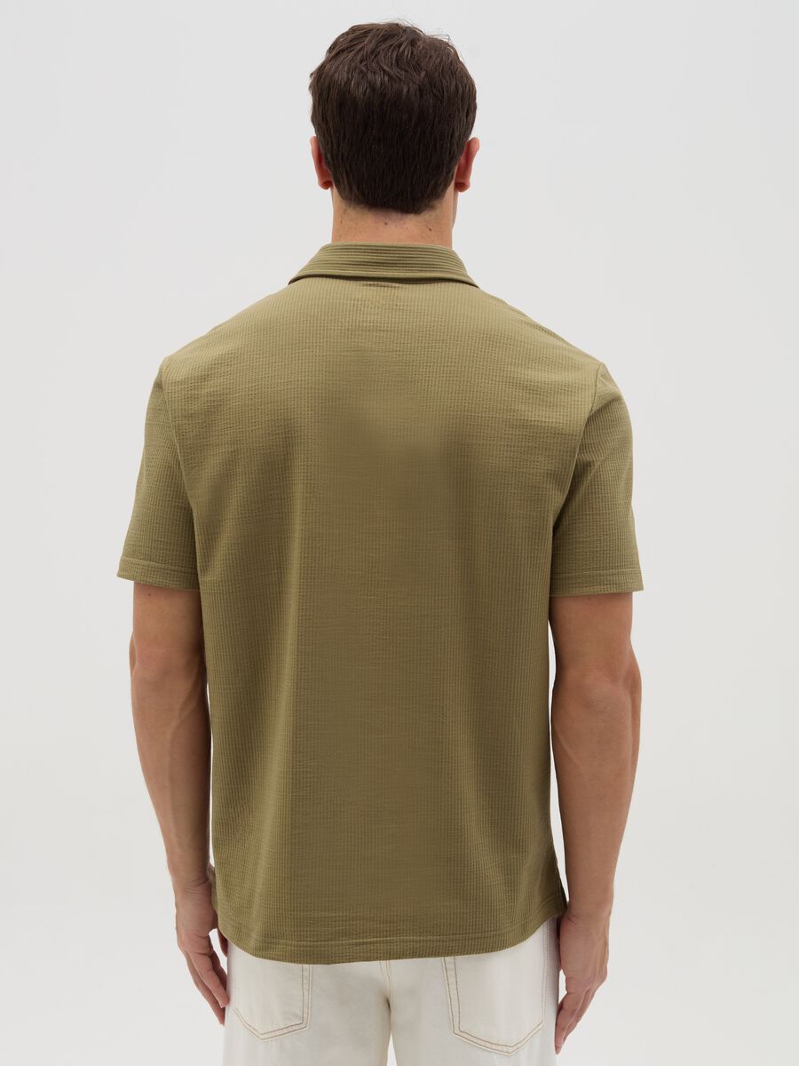 Waffle weave cotton polo shirt with pocket_2