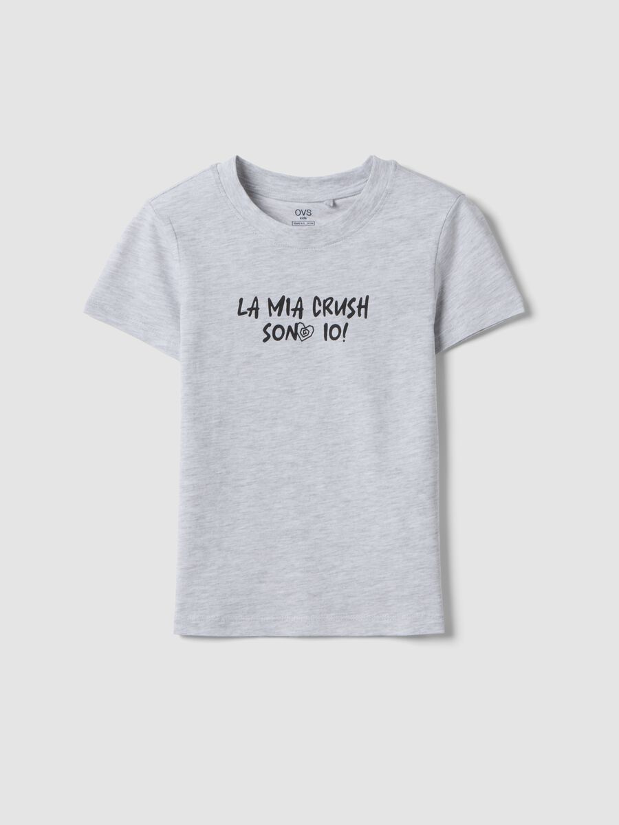 Girls&rsquo; grey organic cotton short-sleeve T-shirt, regular fit_0