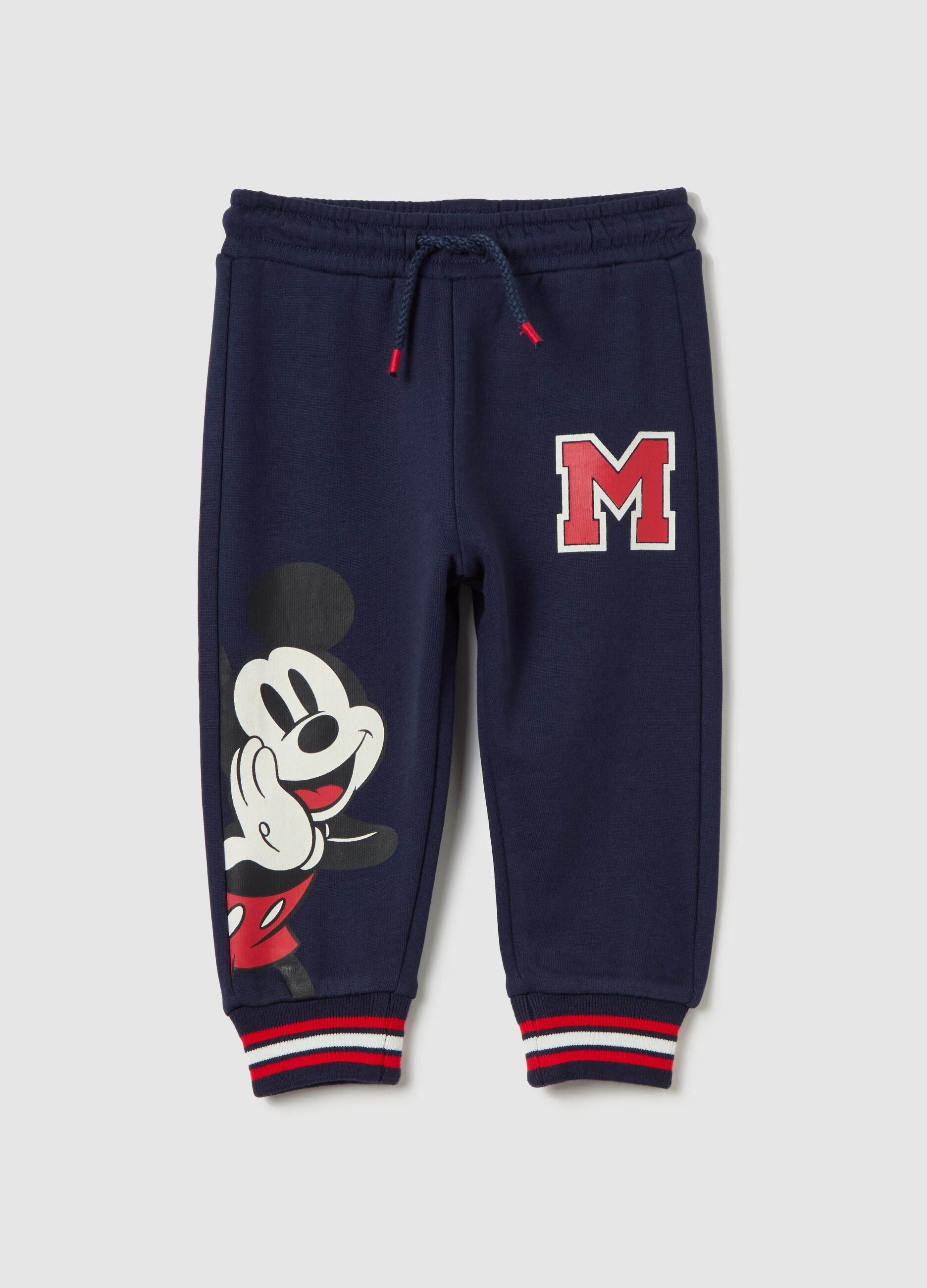 Cotton joggers with drawstring and Mickey Mouse print