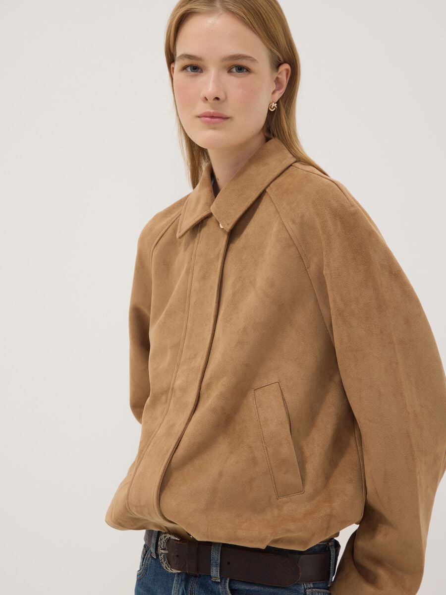 Beige regular-fit jacket with zip and buttons_1