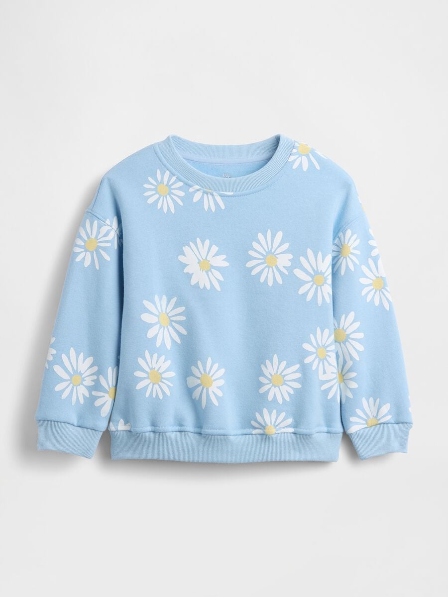 Light blue cotton-blend baby sweatshirt, regular fit, with daisies_0
