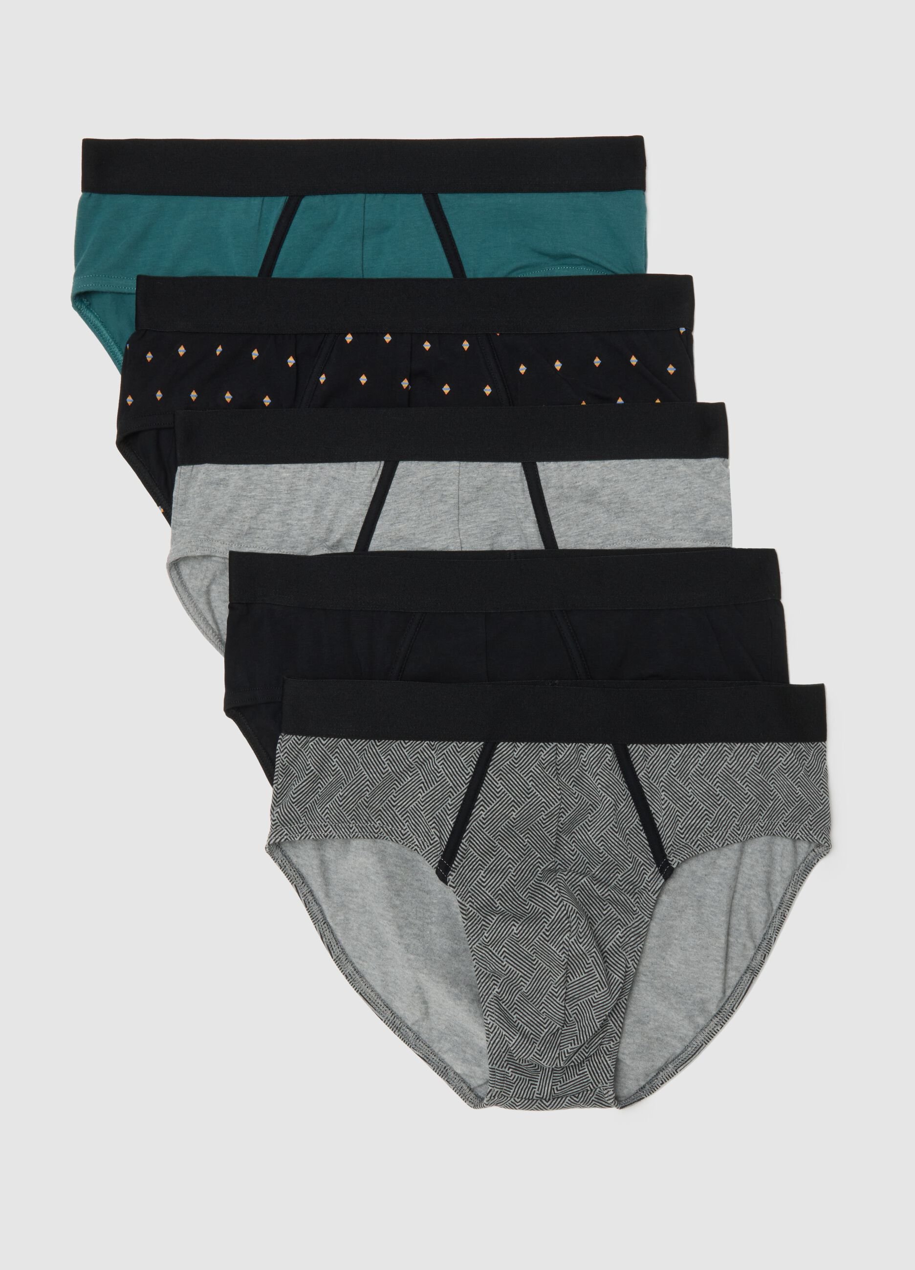 Multicolour stretch cotton multipack briefs
