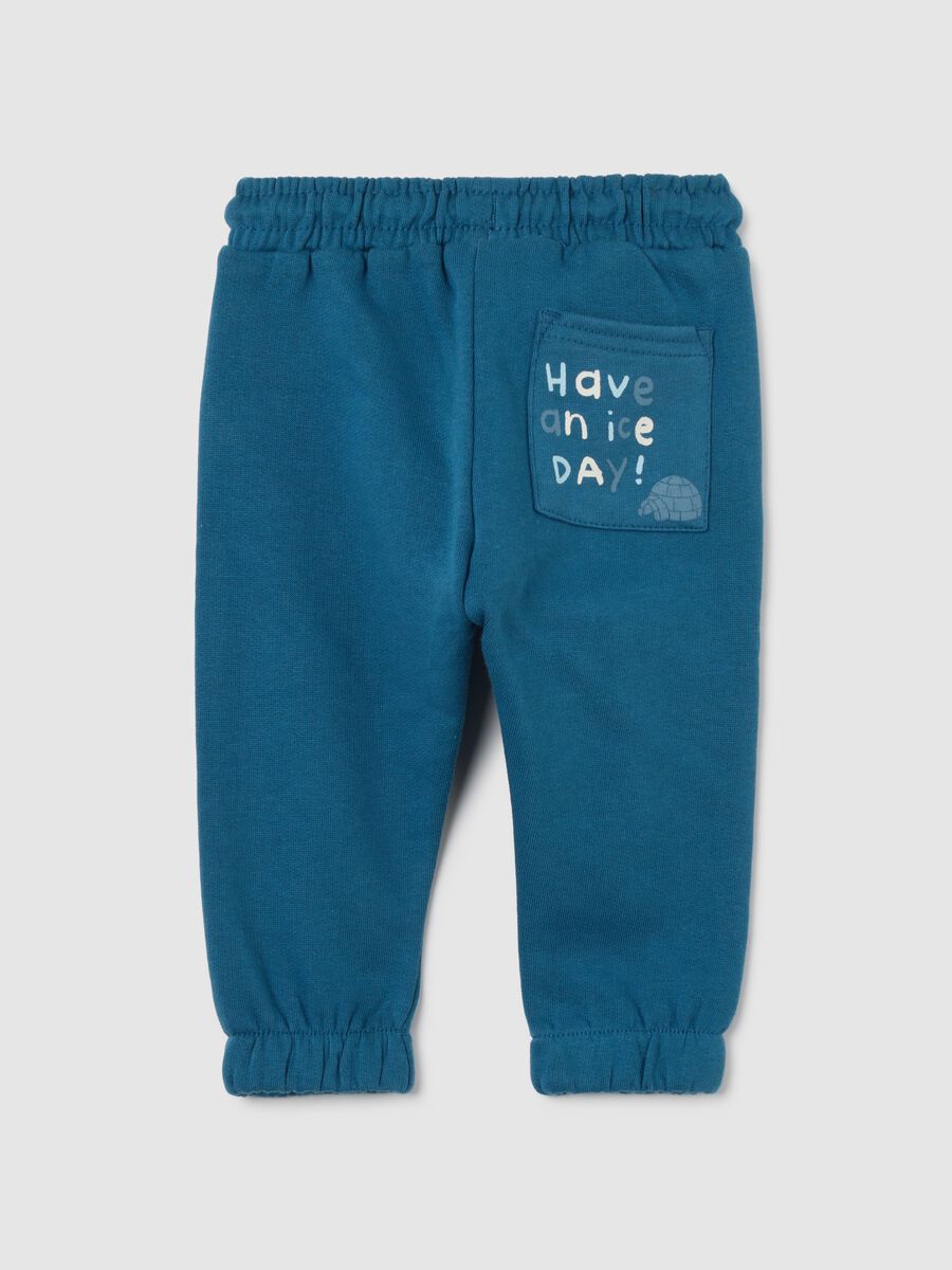 Pantaloni da bambino in puro cotone blu regular fit_1