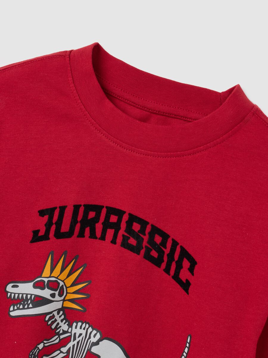 T-shirt da bambino in puro cotone rosso regular fit con stampa_3