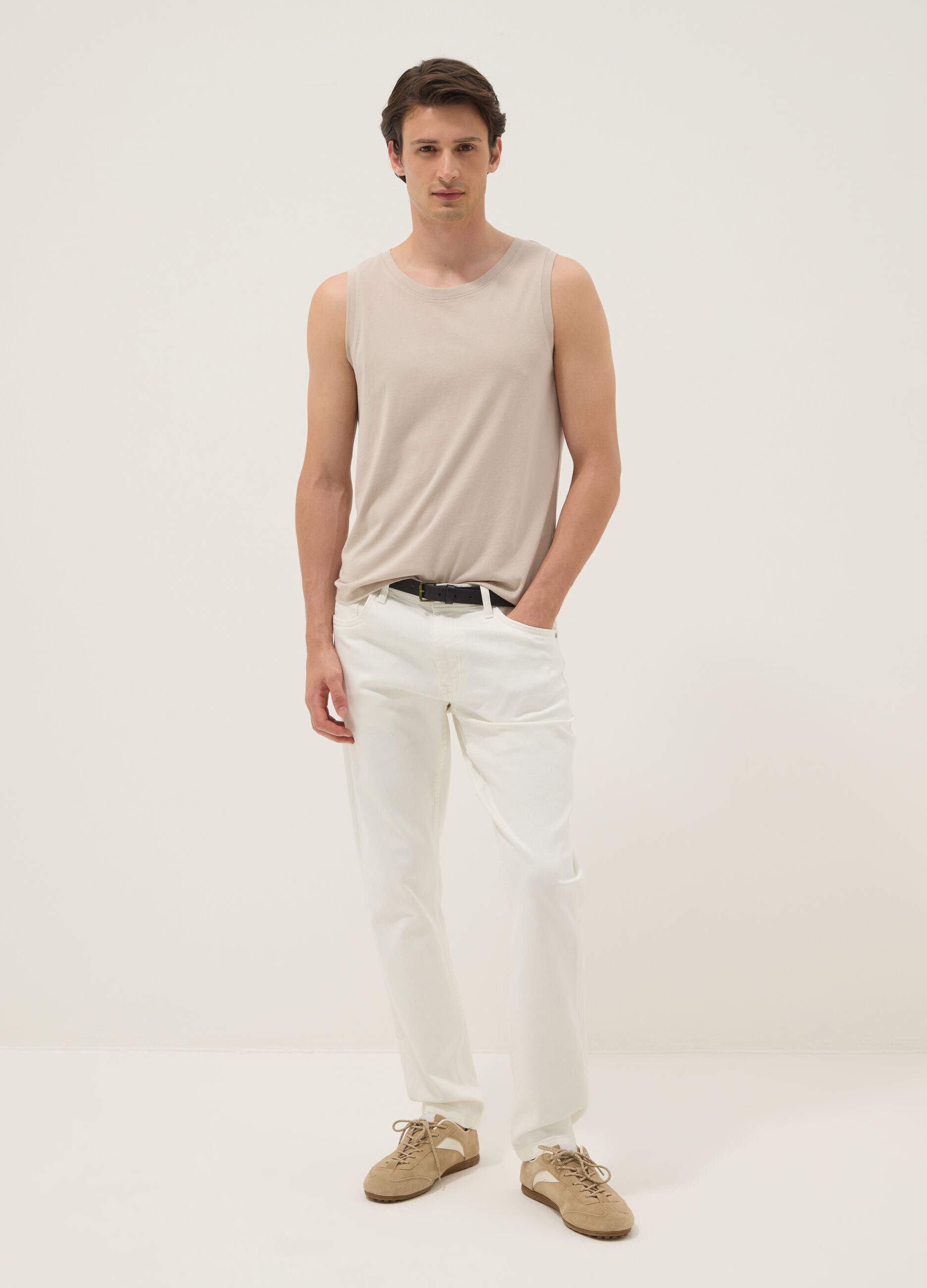 Beige pure cotton vest
