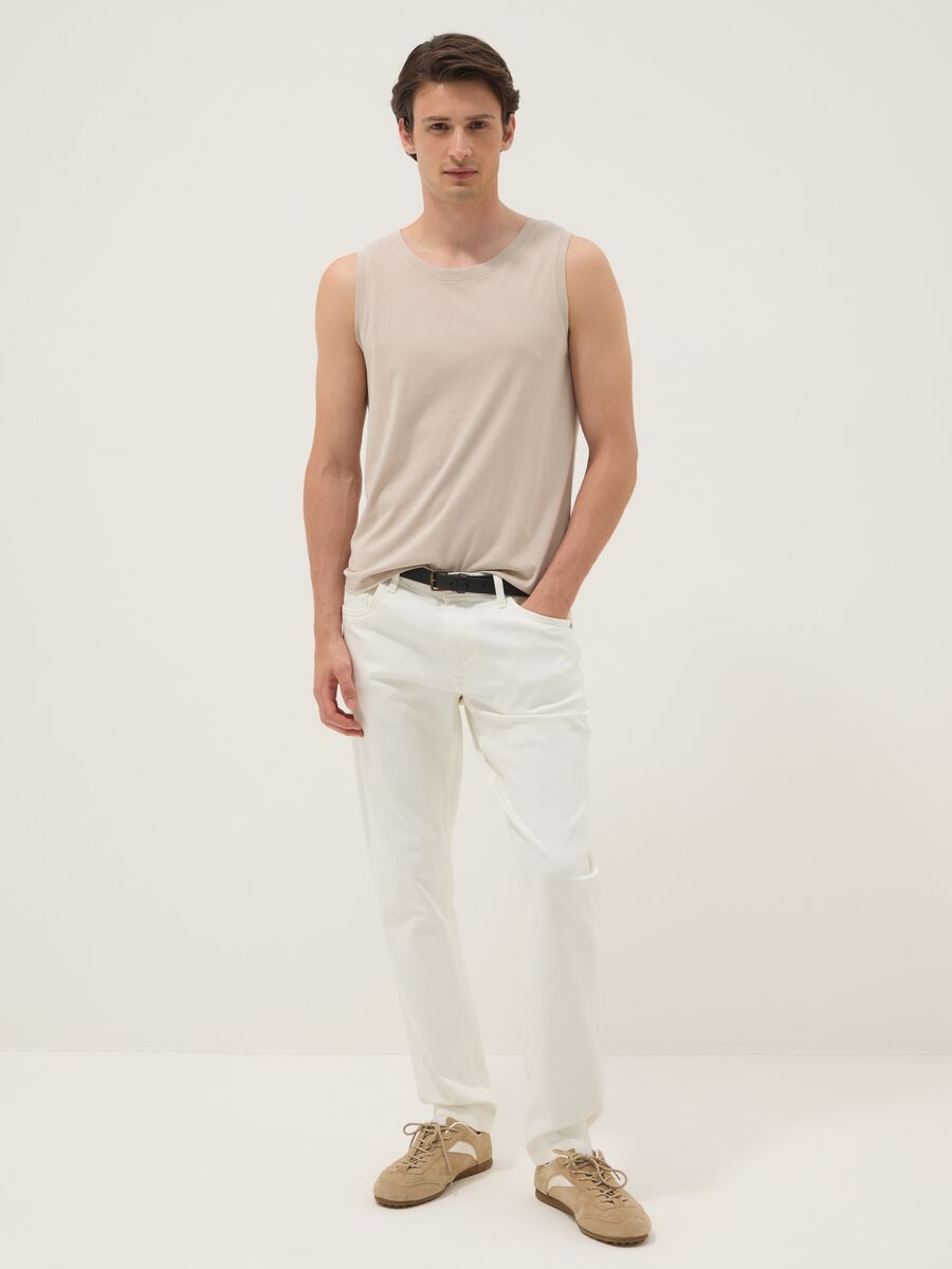 Canotta beige in puro cotone_2