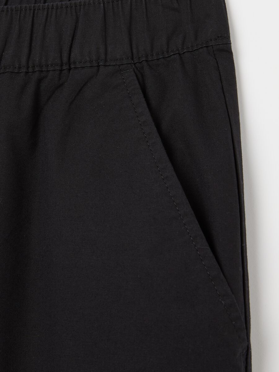 Women's black stretch cotton trousers regular fit_1