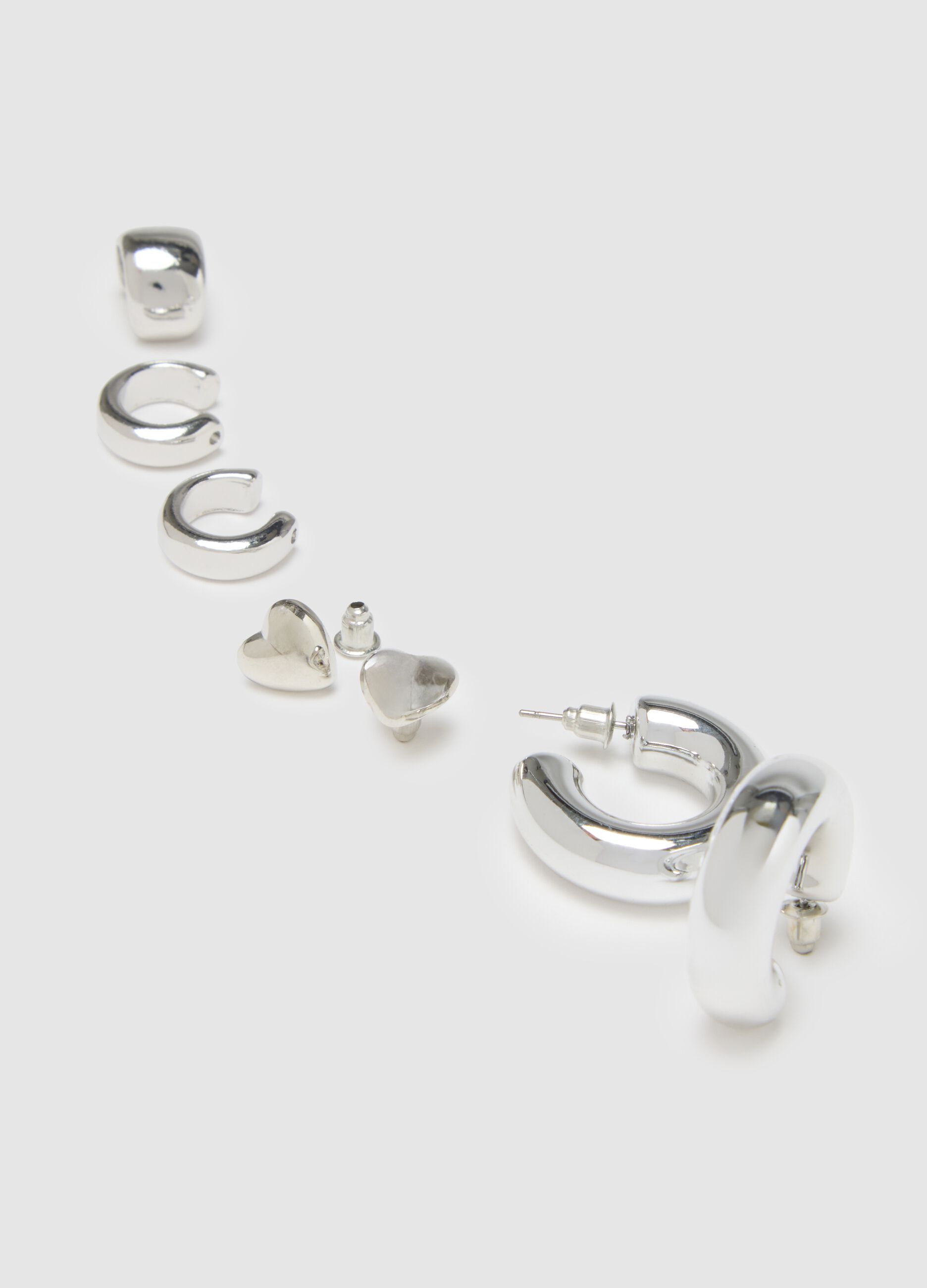 Grey Steel Earrings Set