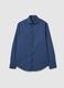 Blue stretch cotton slim fit shirt_0