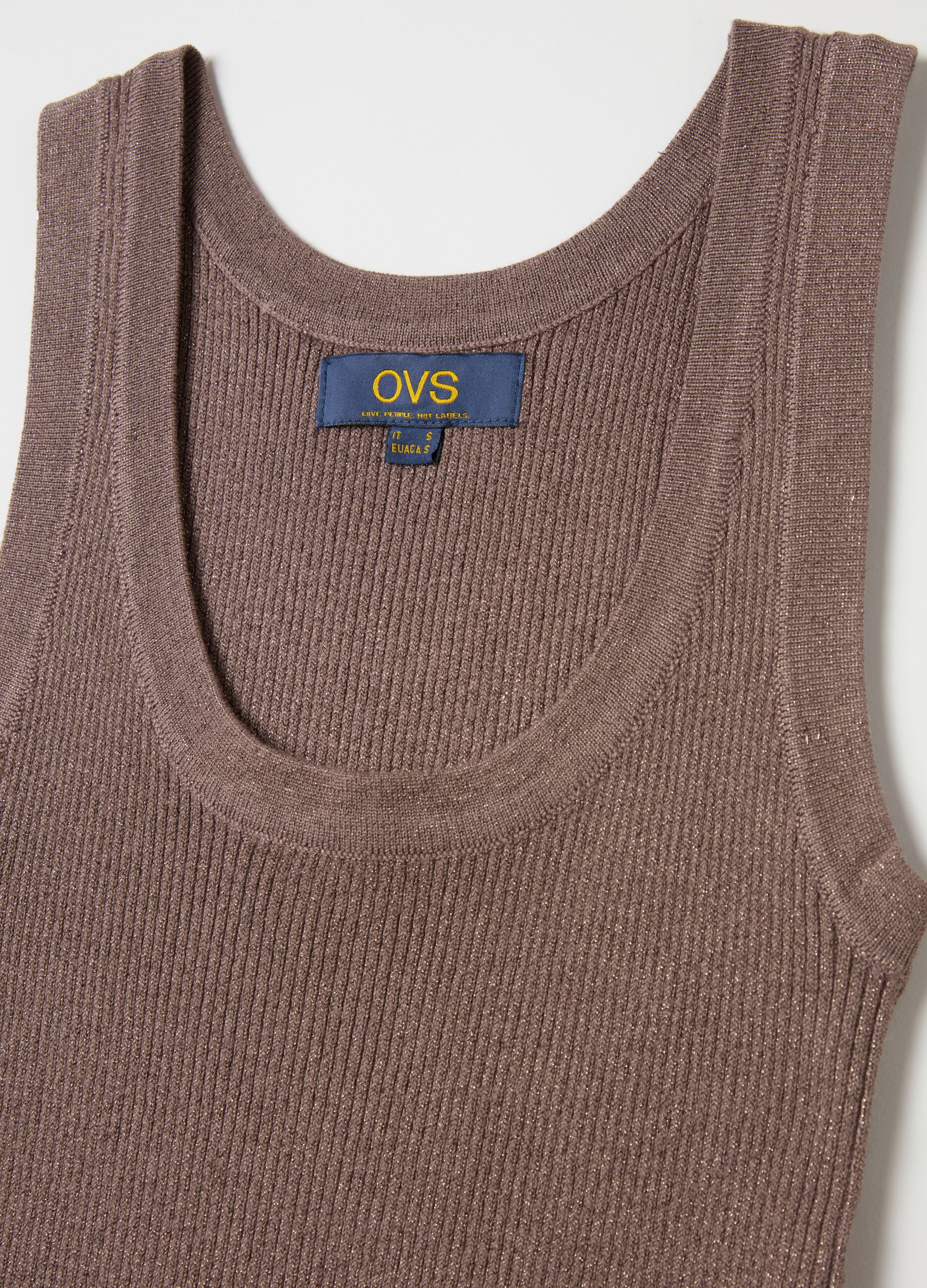 Ribbed lurex tank top