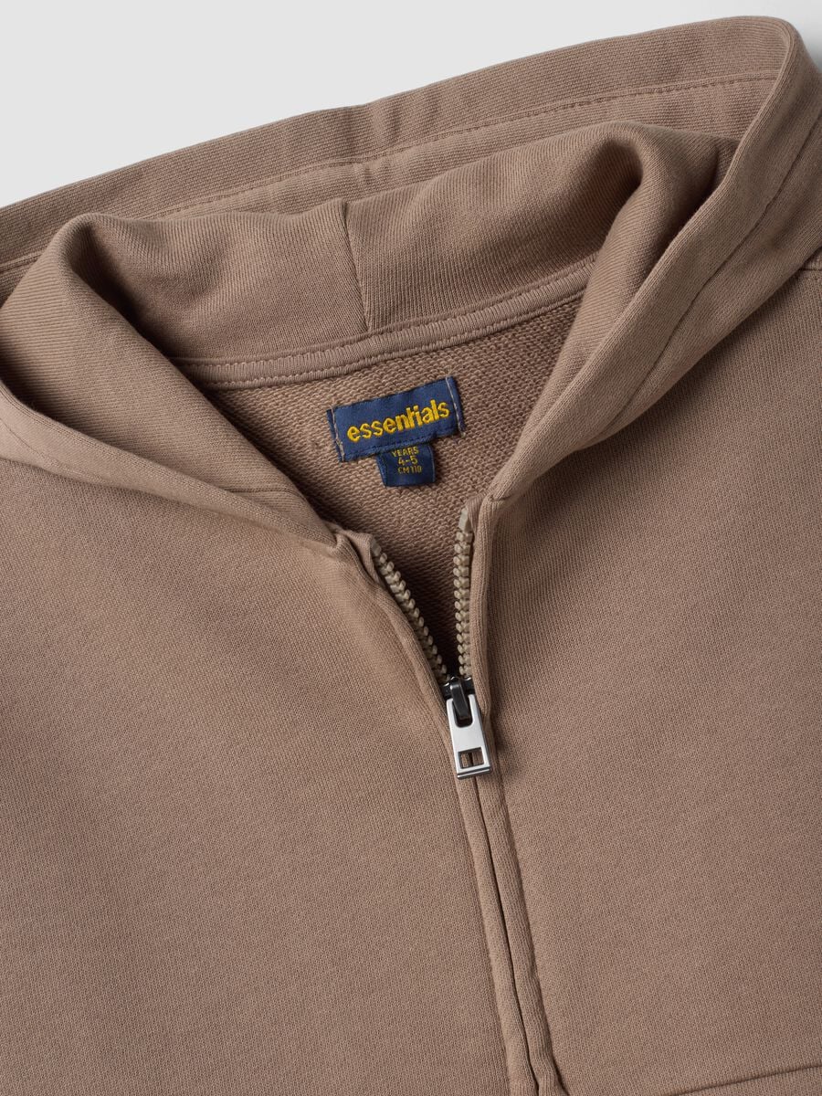 Felpa marrone con cappuccio in puro cotone organico over fit per bambino_2