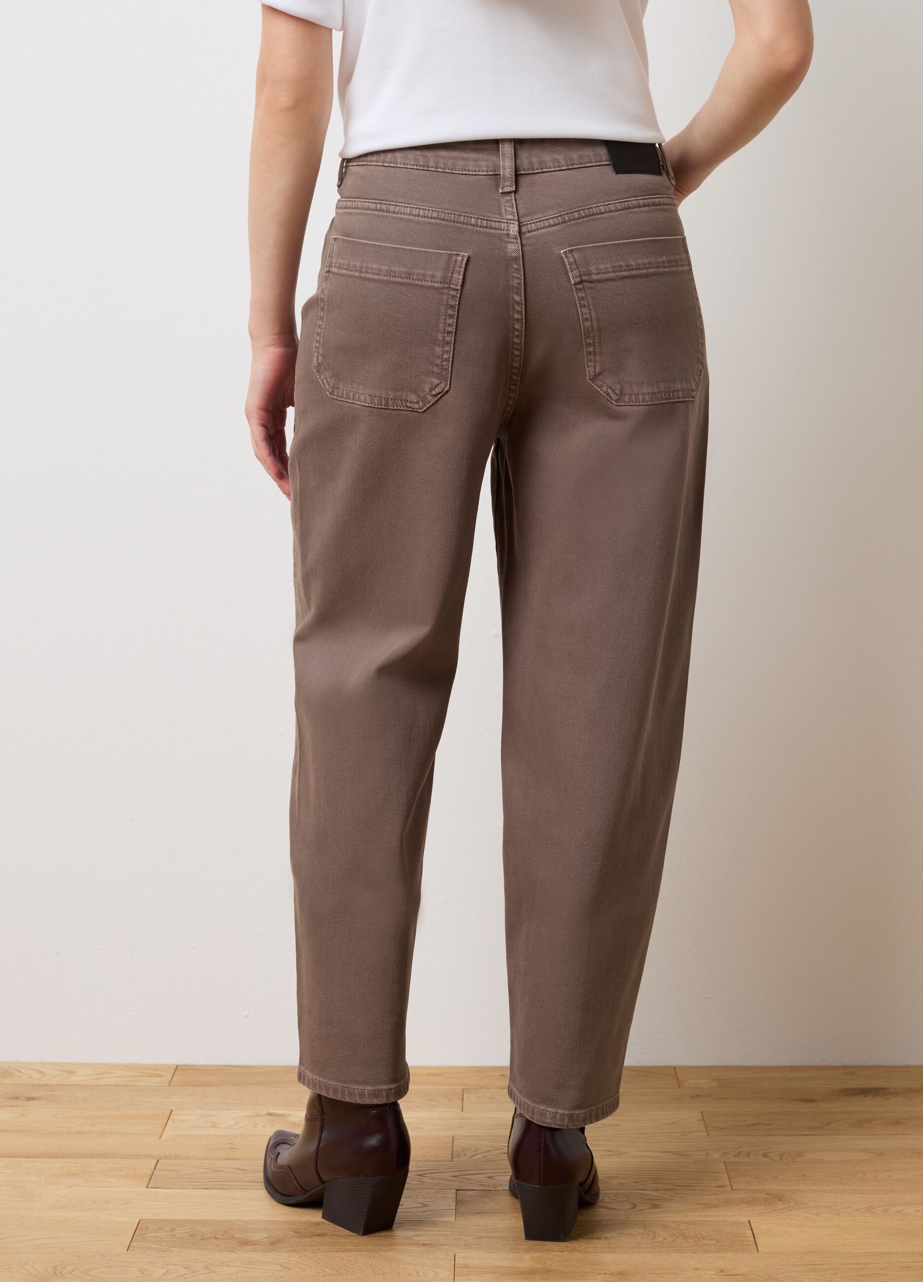 Brown balloon trousers in stretch cotton