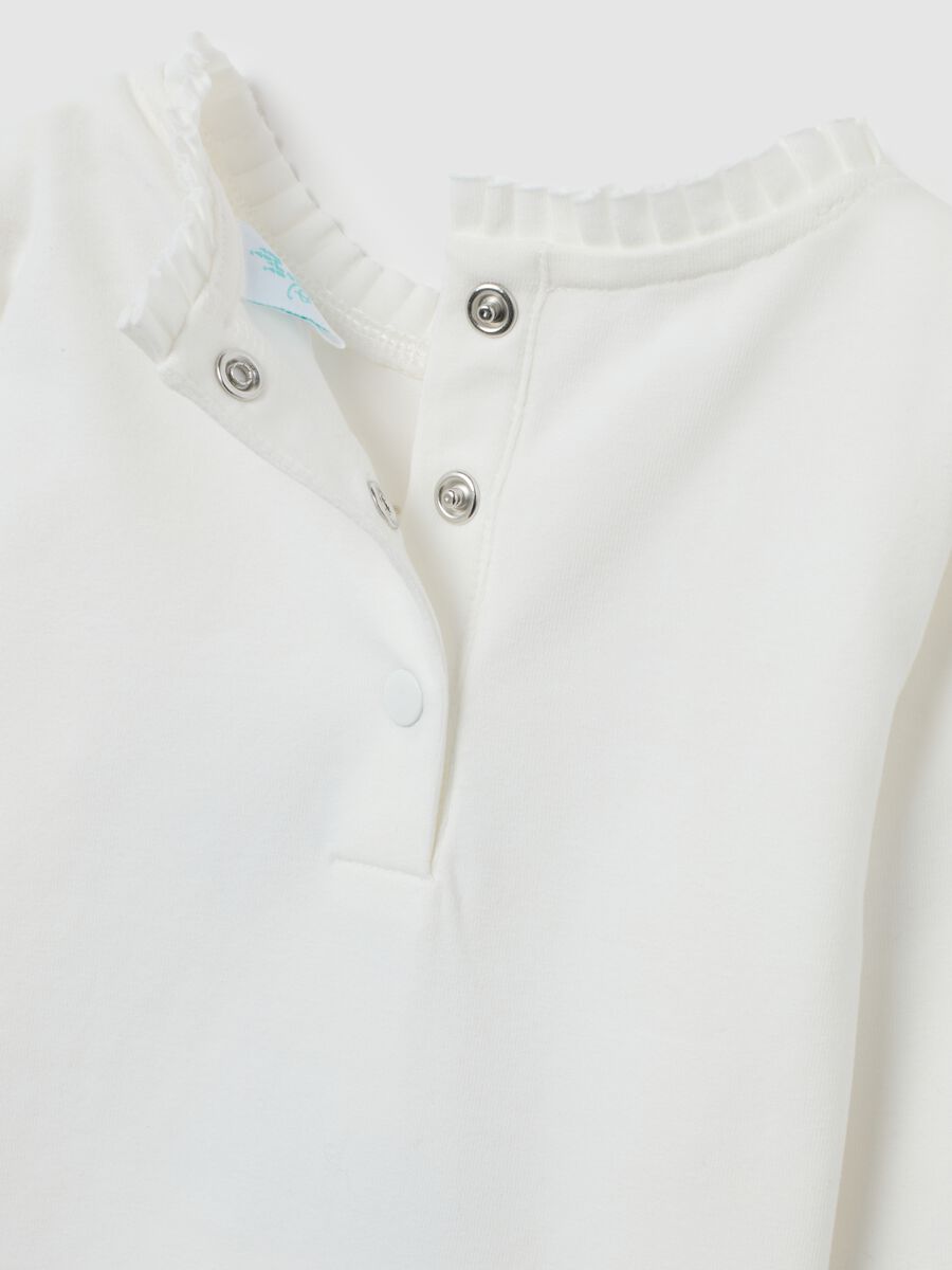 T-shirt bianca da bimba in cotone elasticizzato con stampa Disney_2