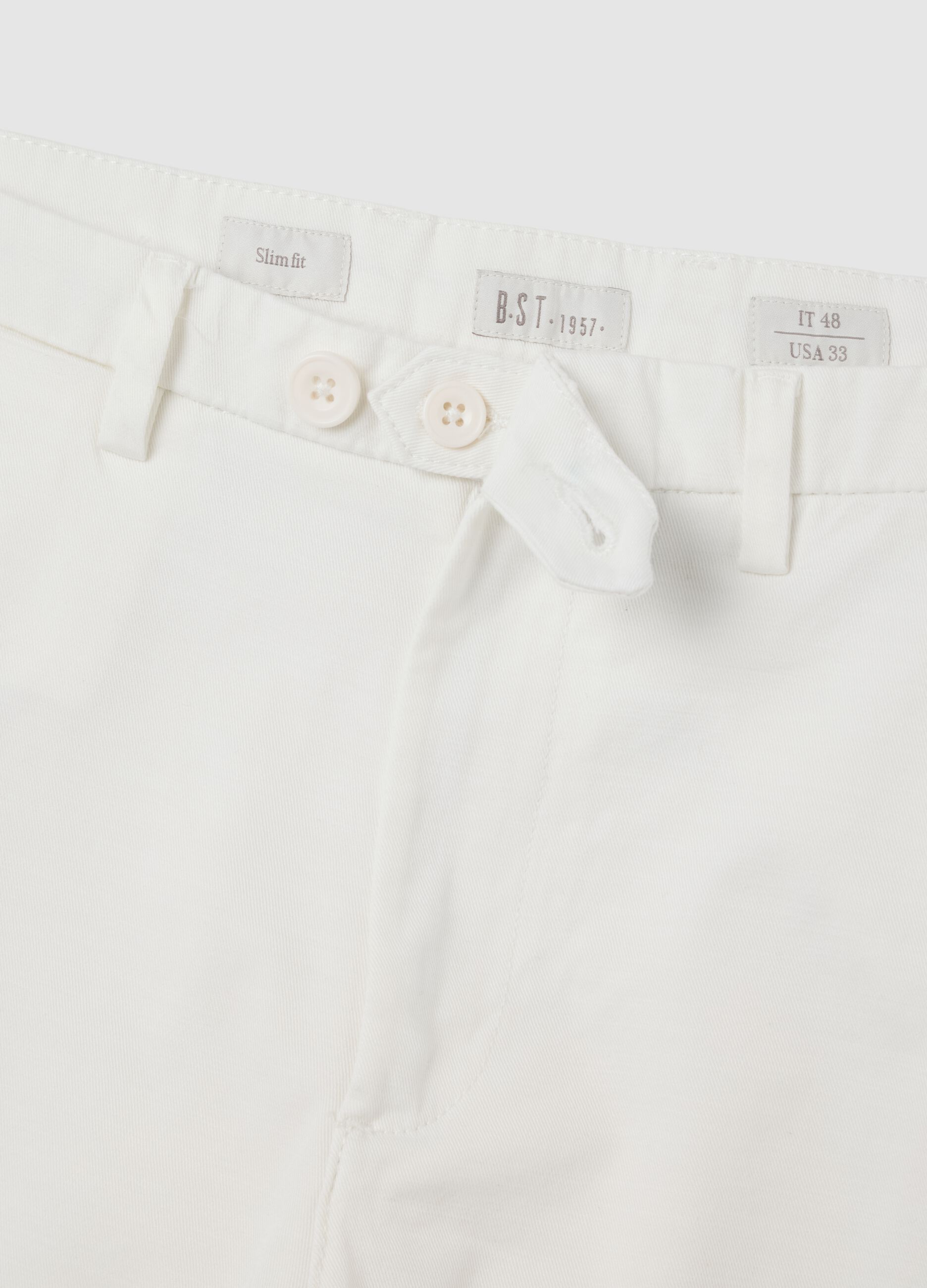 Pantaloni da uomo in puro cotone bianco slim fit