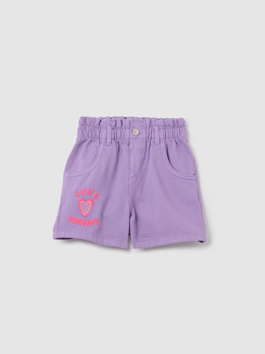 Purple paper bag shorts for girls Love Therapy_0