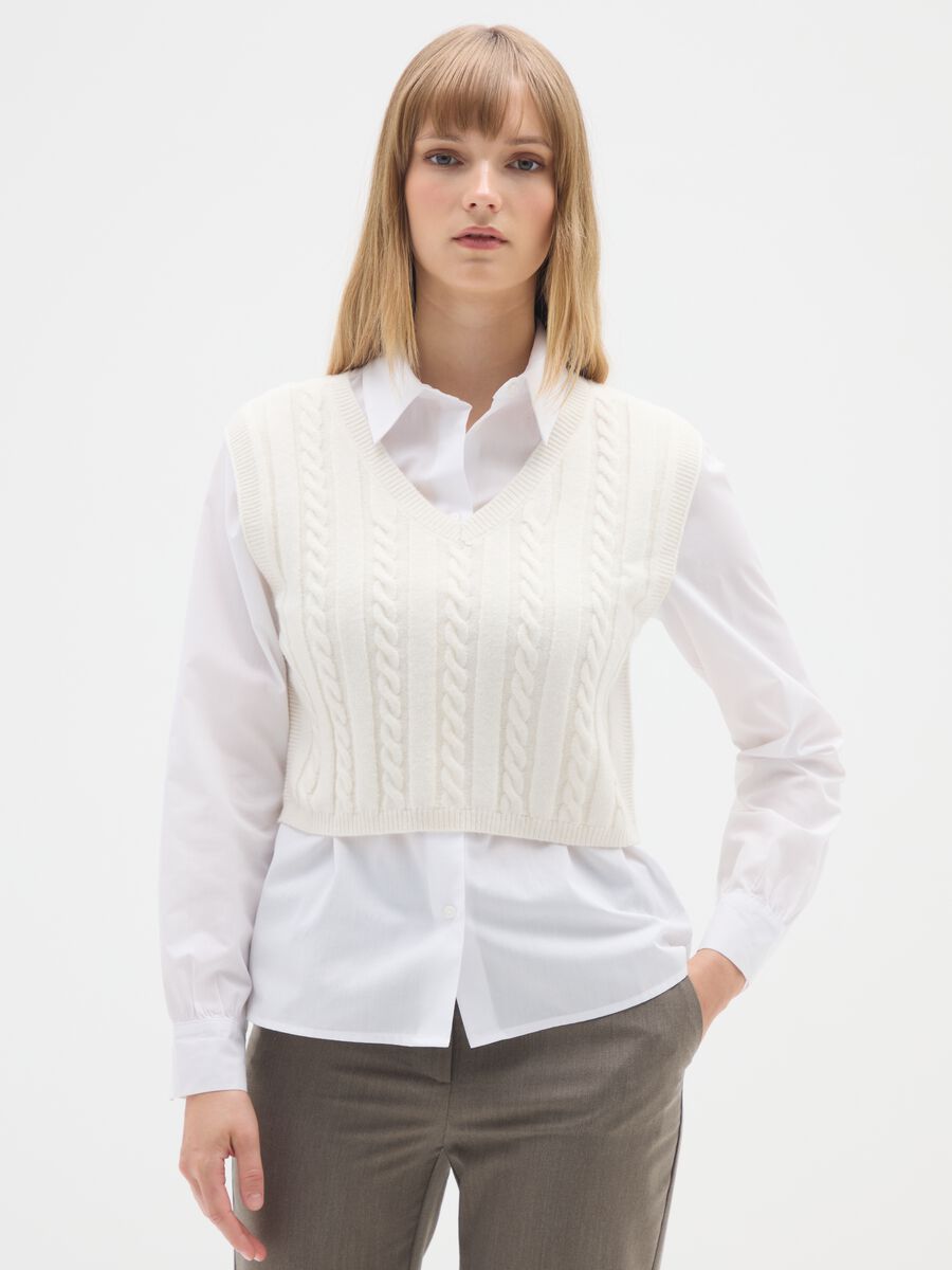 White Knitted Waistcoat_0