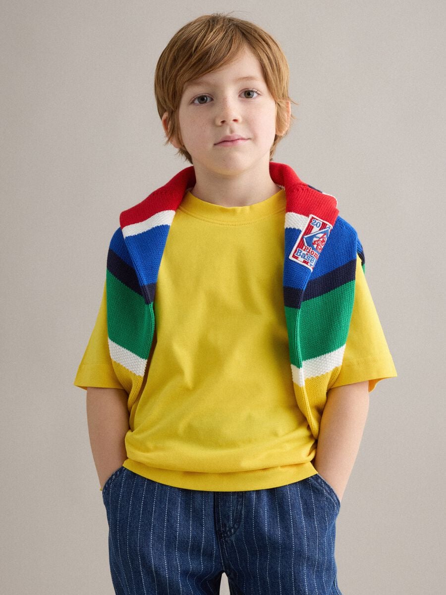 Kids' oversized fit yellow pure cotton t-shirt_0