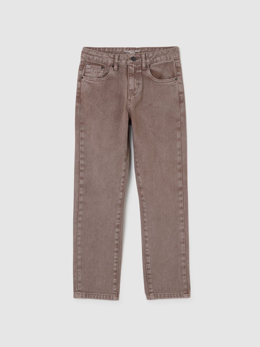 Boys' brown jeans in pure cotton regular fit_0