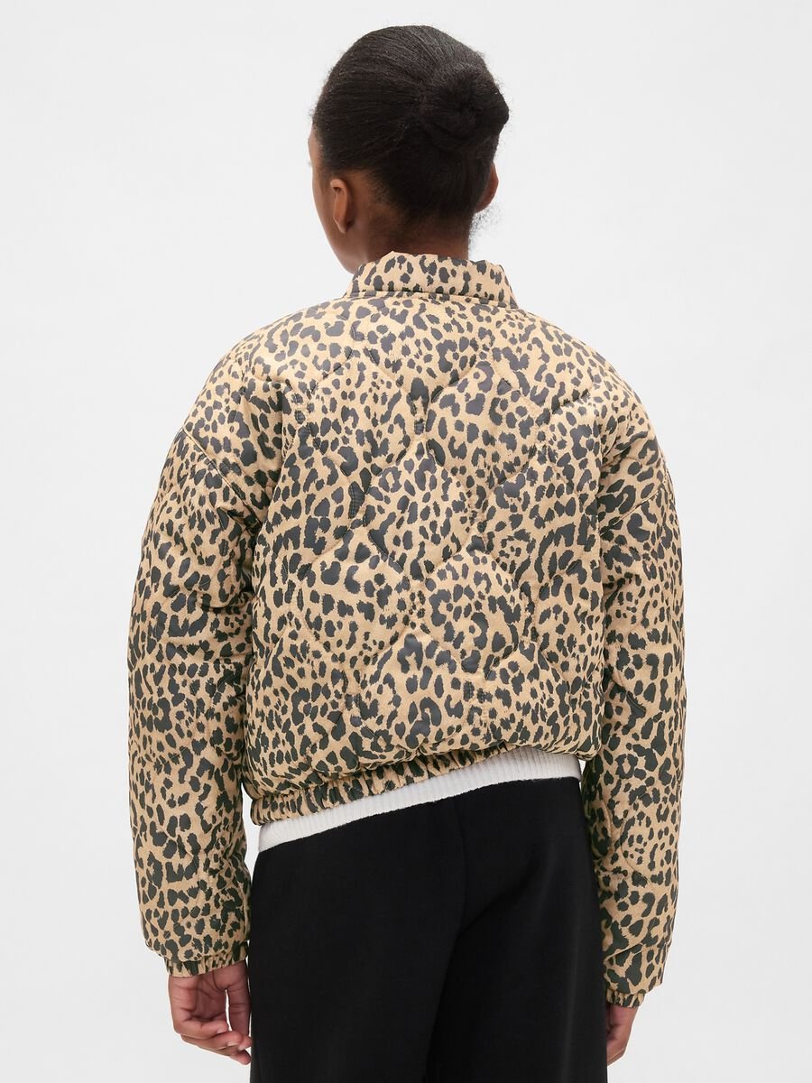 Beige Leopard Print Bomber Jacket_1