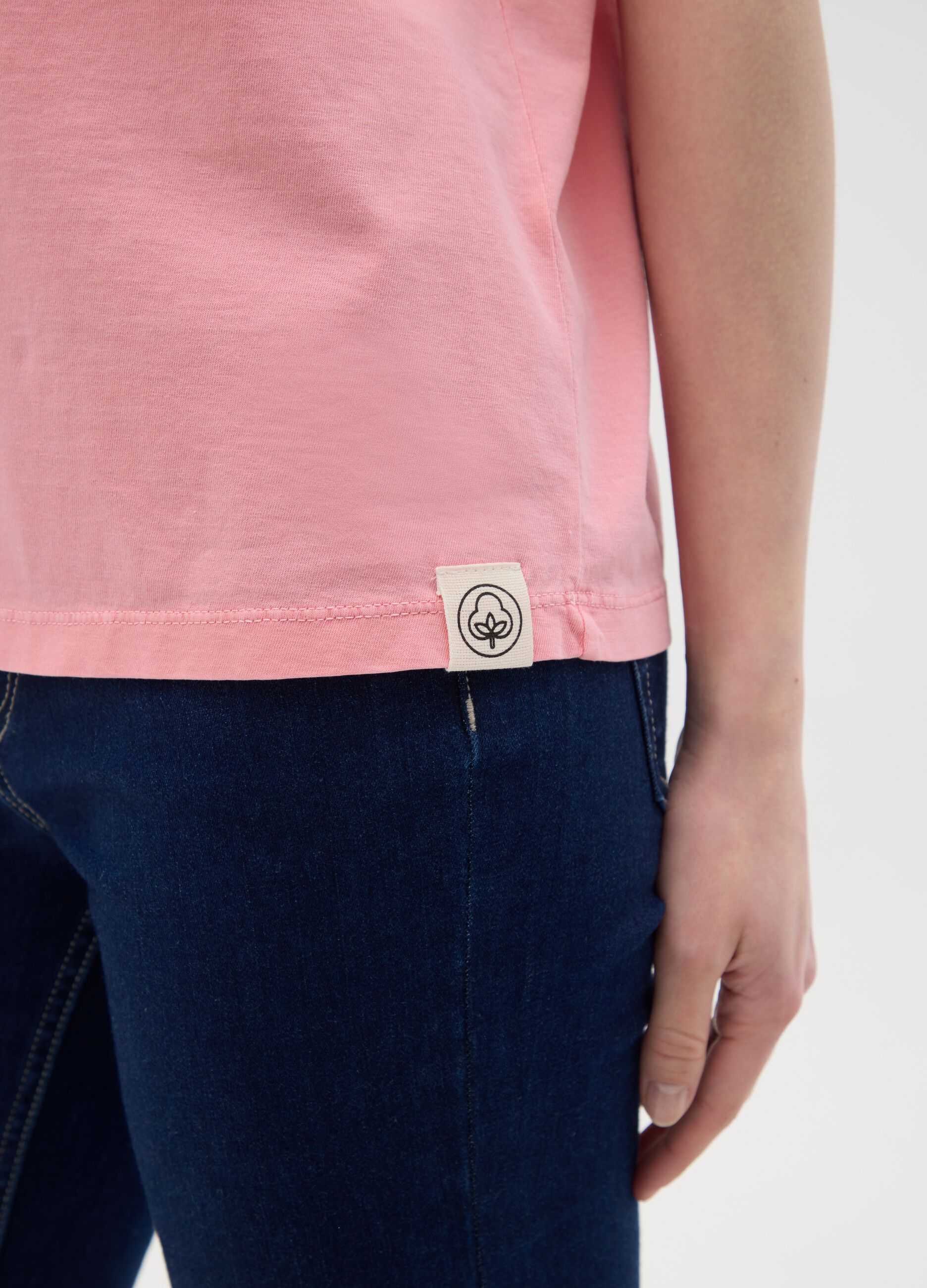 Women’s pink regular-fit T-shirt in 100% cotton with round neck