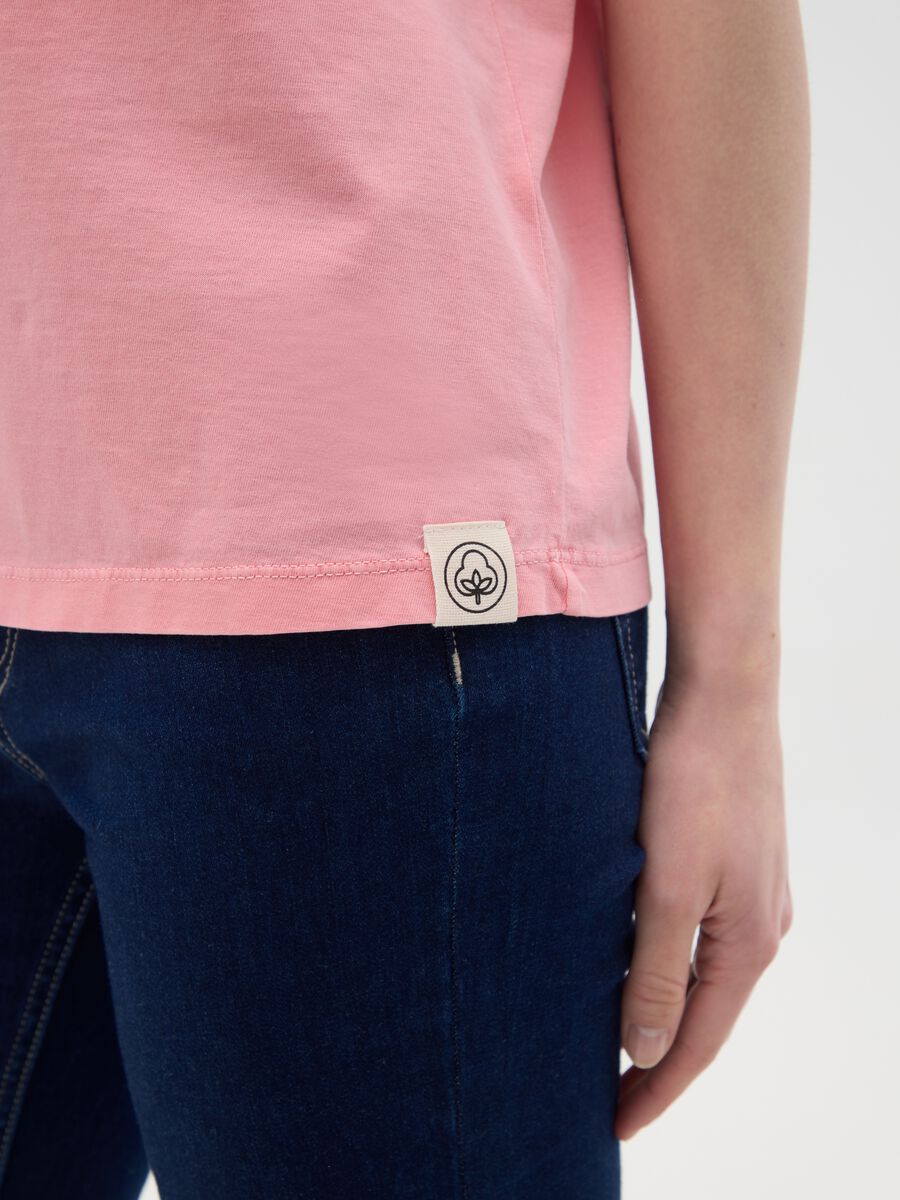 Women’s pink regular-fit T-shirt in 100% cotton with round neck_2