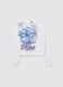 Girls' White Pure Cotton Regular Fit T-Shirt with Stitch Print_0