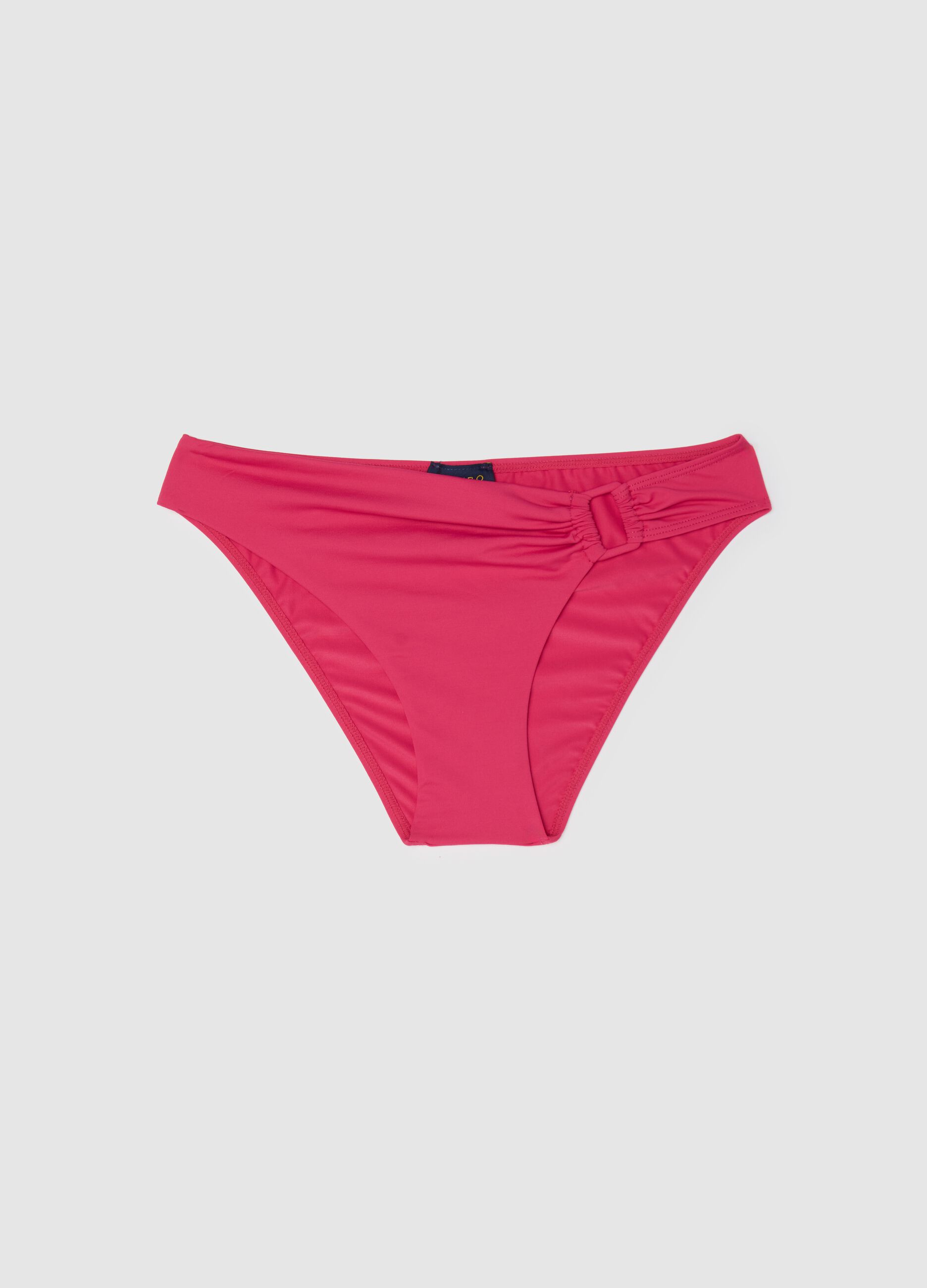 Slip bikini in tessuto elasticizzato rosa con dettaglio fibbia