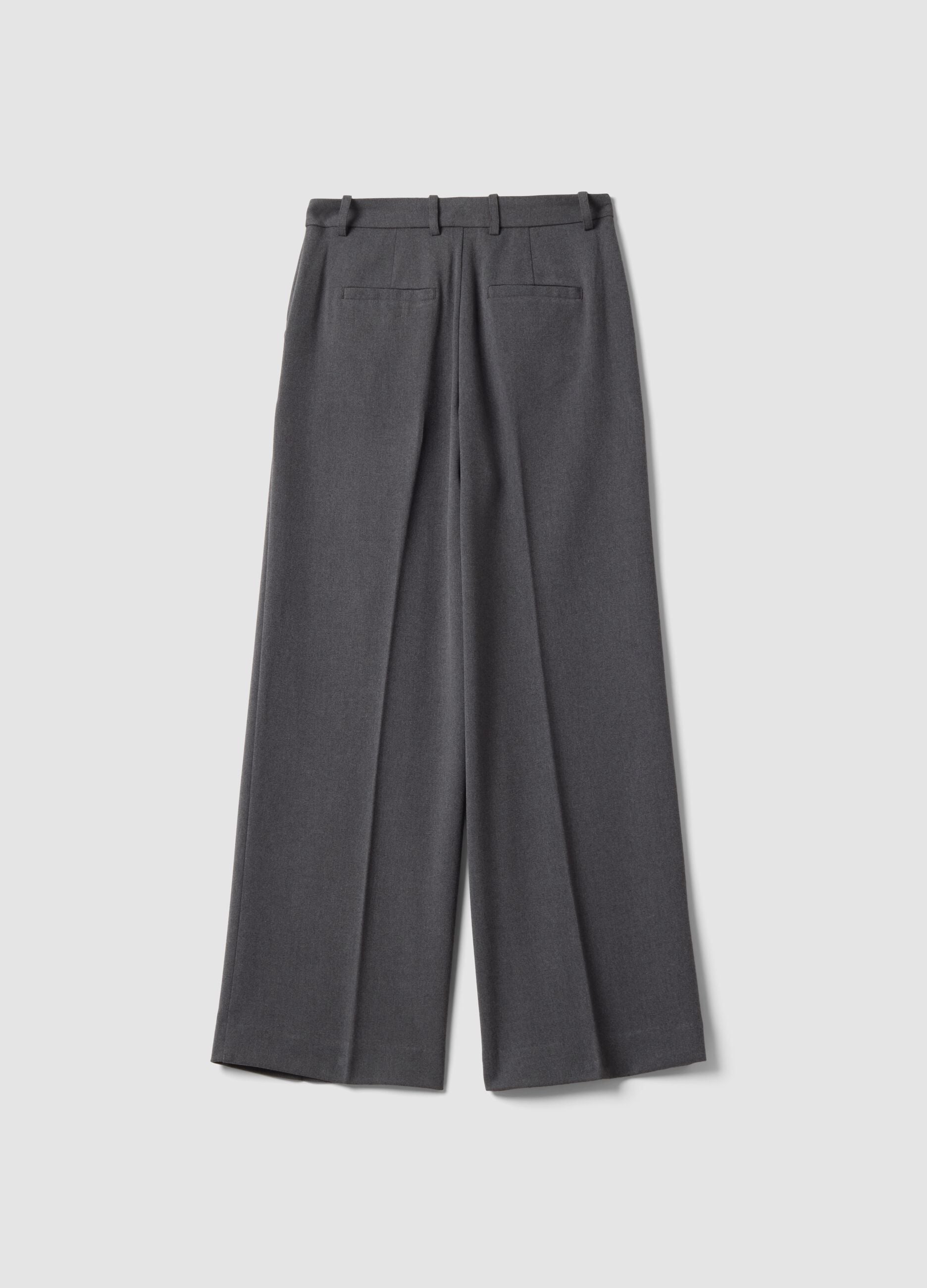 Grey flared formal trousers in stretch viscose