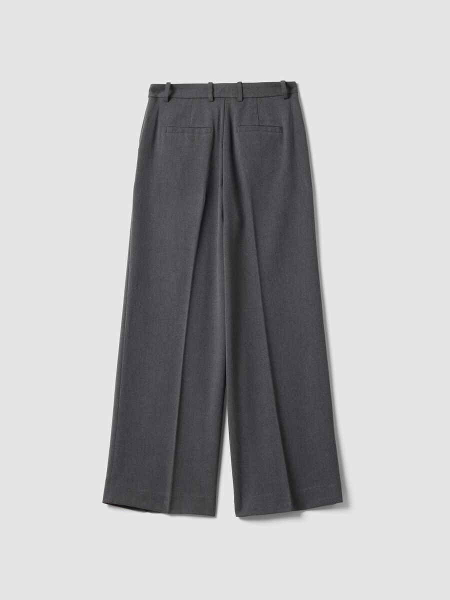 Pantaloni formali grigi flare in viscosa elasticizzata_6