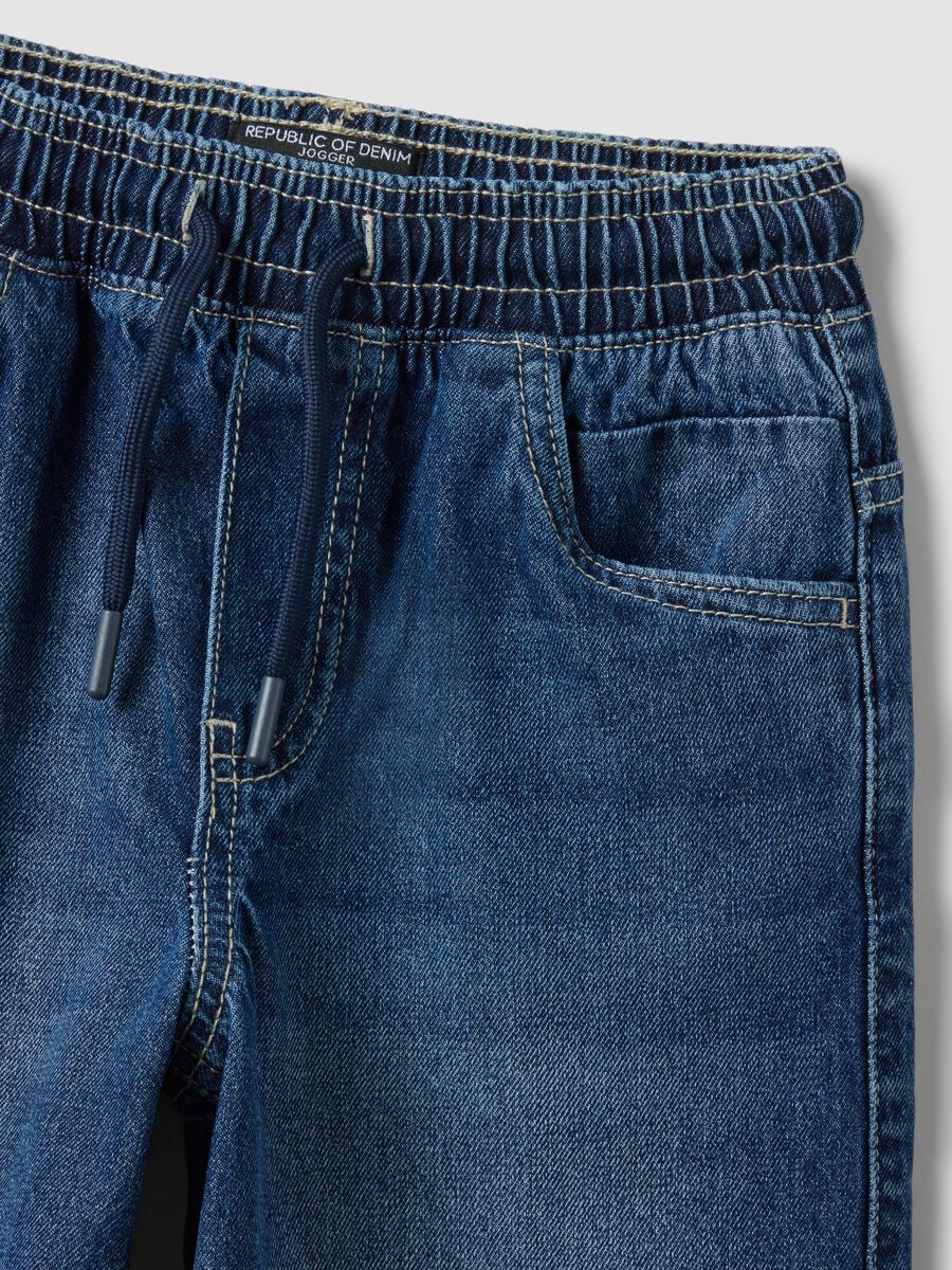 Shorts denim blu in puro cotone da bambino regular fit_2