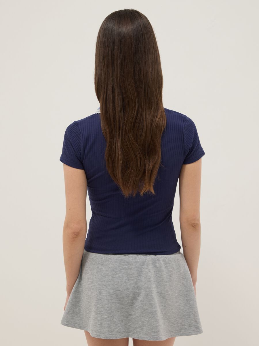 Multicoloured stretch cotton regular fit deep V polo_2