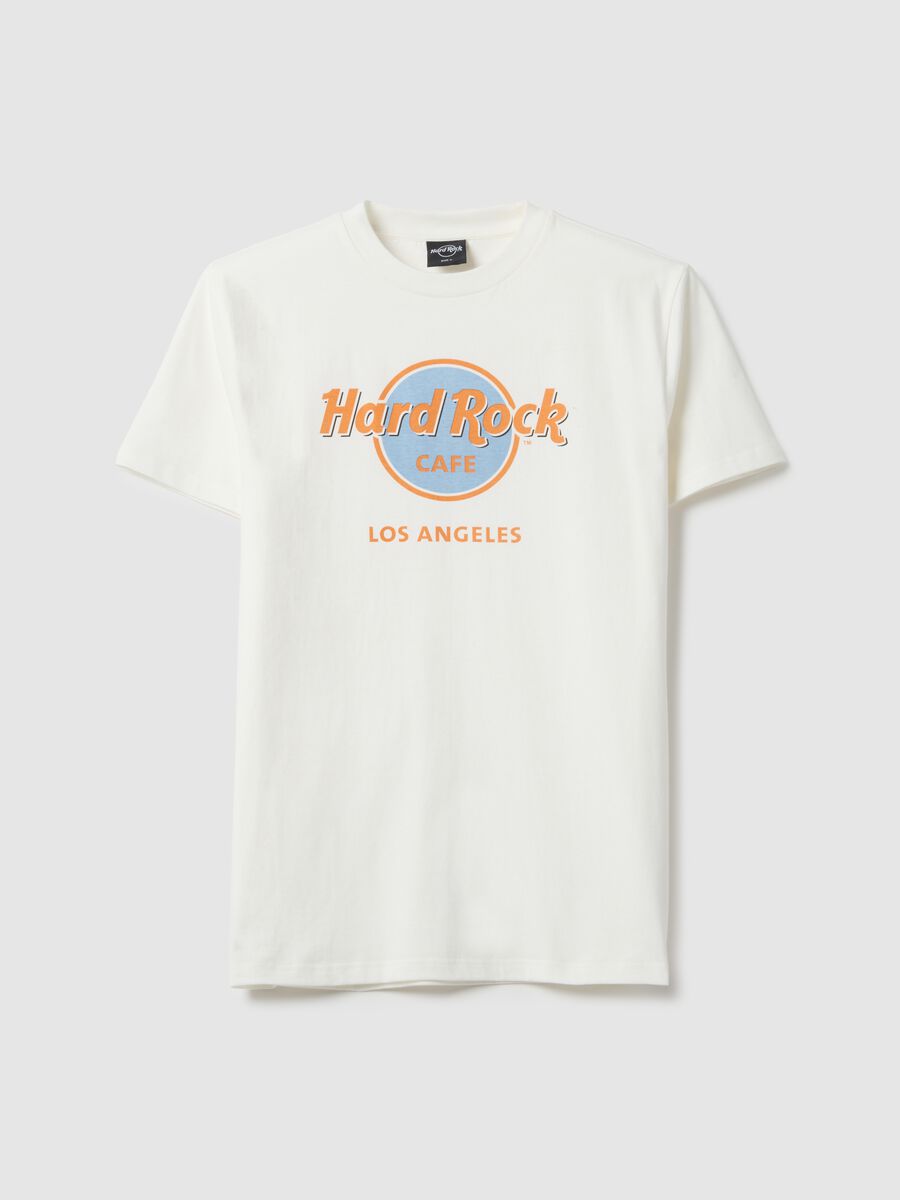 White pure cotton regular fit T-shirt with Hard Rock Cafe logo_4