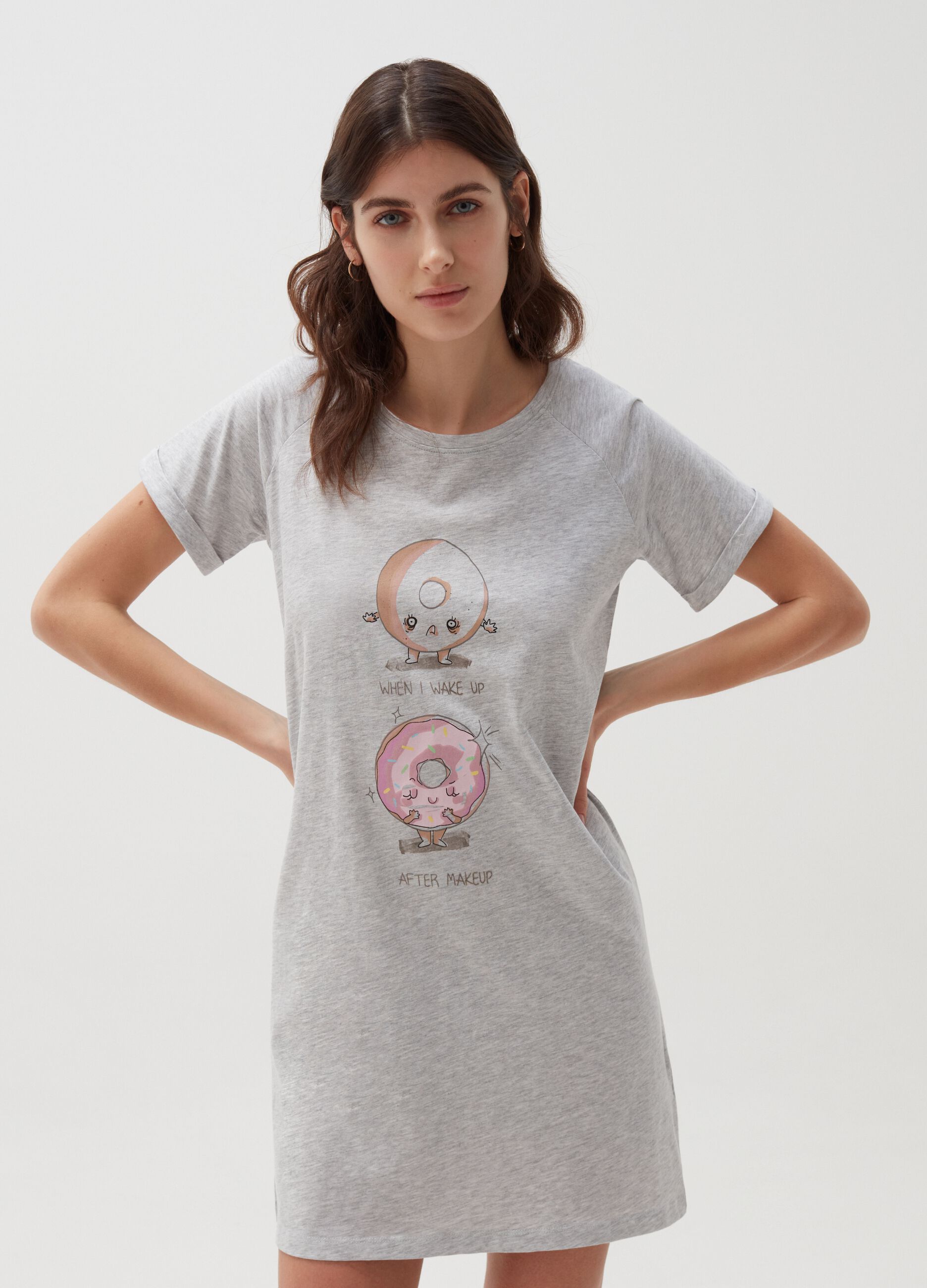 Camicia da notte con stampa donuts