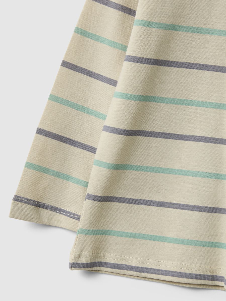 T-shirt a maniche lunghe in puro cotone con righe multicolor_2