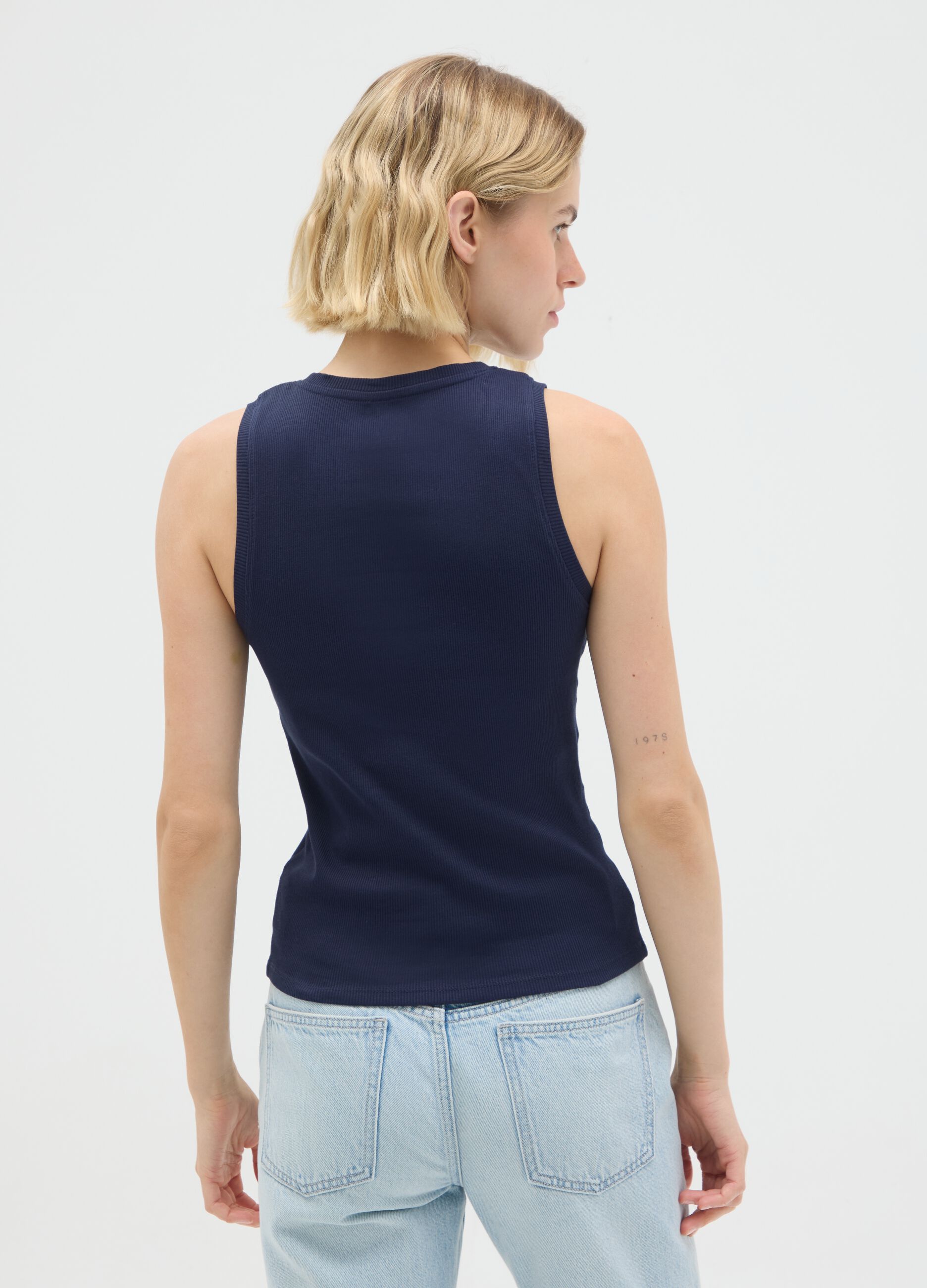 Women's Pure Cotton Blue Tank Top