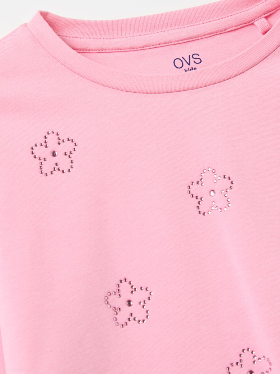Long-sleeved T-shirt with diamanté flowers_2