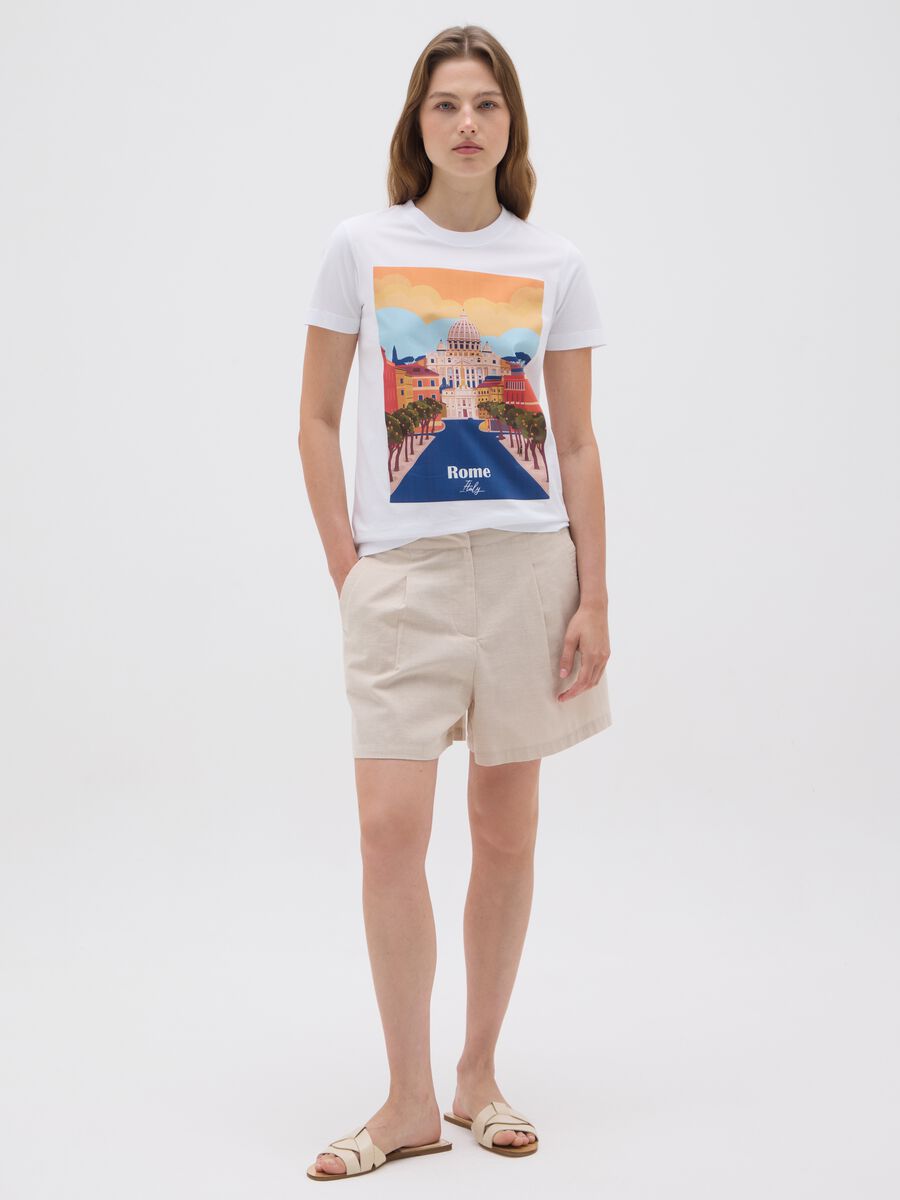 Women's pure white cotton regular fit T-shirt_1